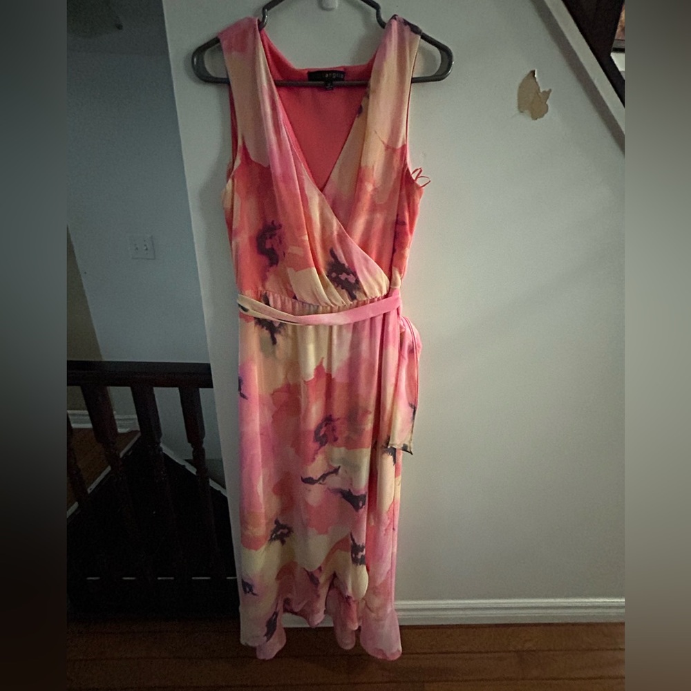 Signature by Sangria Vibrant Pink and Orange Maxi Dress